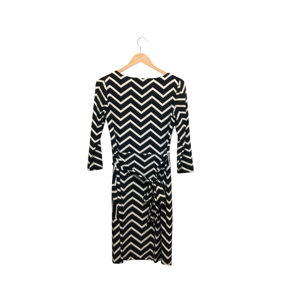 Lauren Ralph Lauren Chevron Patterned Black and White Stretchy Dress Size 4 - Picture 5 of 6